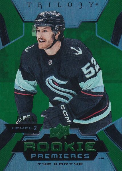 insert RC karta TYE KARTYE 23-24 Trilogy Uncommon Rookie Premieres Green Level 2 /25